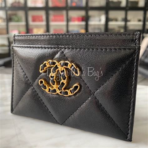 chanel 19 card holder black|chanel card holder zip around.